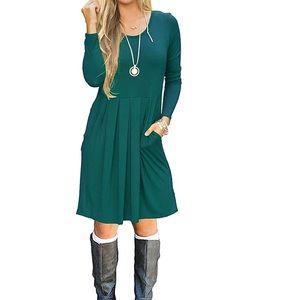 Soft Green Long Sleeve Dress Pockets LAST CHANCE!